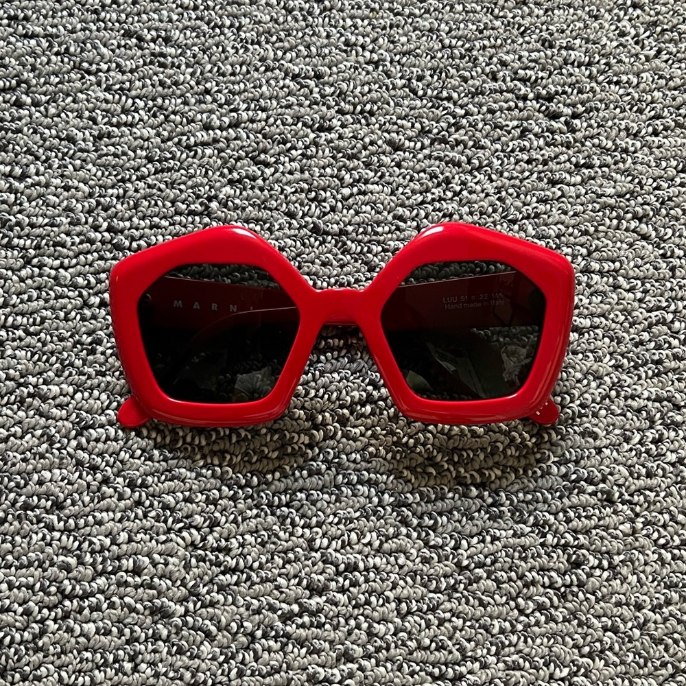 Marni Red Geometric Frame Sunglasses- Case and Box Included